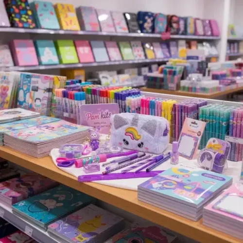 Kit Papelaria Fofa 16 Itens Lilás Premium