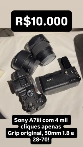 Sony a7iii kit com grip, 50mm e 28-70
