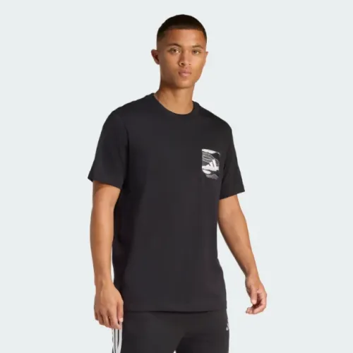 camiseta adidas estampada camo woven pocket masculina