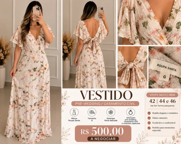 Vestido Roupa Santa Tam. G | Pré-Wedding / Casamento Civil