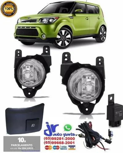Kit Farol de Milha Auxiliar Soul 2009 2010 2011 Botao modelo original