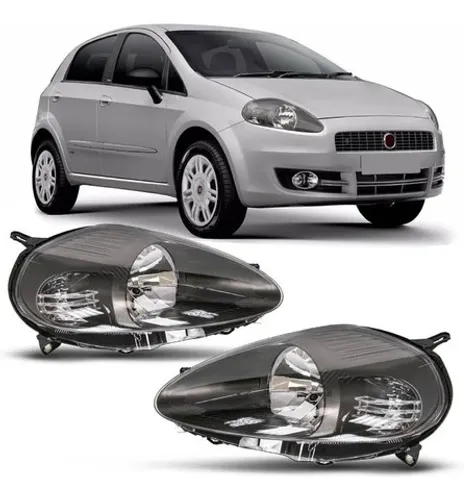 Farol fiat punto 2007 2008 2009 2010 2011 2012 mascara cinza