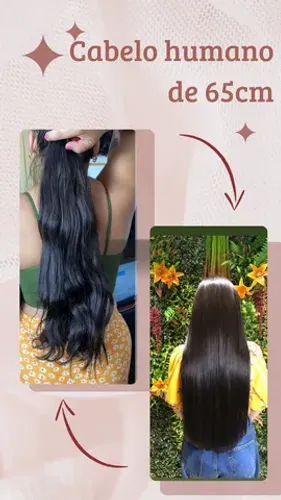 Cabelo humano de 65cm 100 gramas castanho médio de 65cm virgem