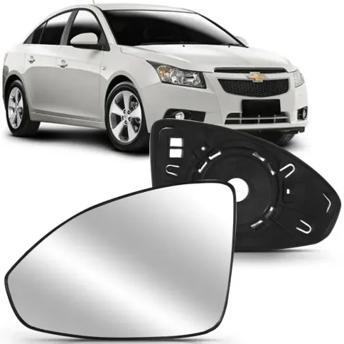 Lente Retrovisor Chevrolet Cruze 2012 à 2016 - L Esquerdo - Lente C/ Placa - Metagal