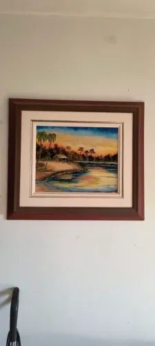 Tela "Paisagem" pintada a mão. Quadro