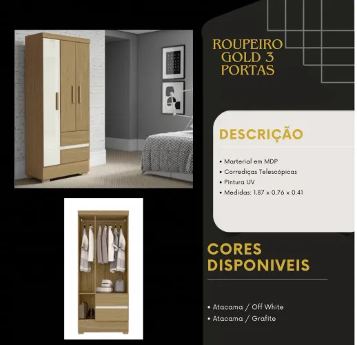 Roupeiro Gold 3 portas