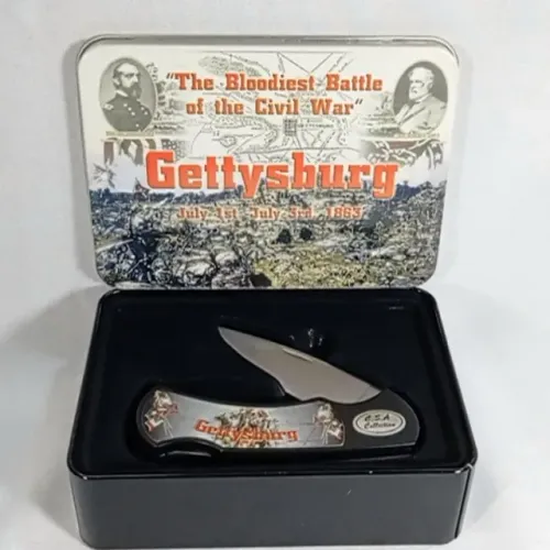 Canivete temático da Batalha de Gettysburg - Guerra Civil Americana - A caixa original