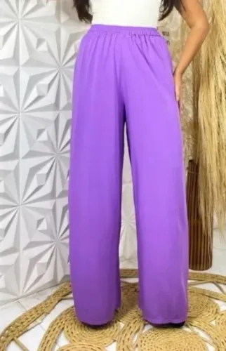 Calça roxa tecido duna crepe 