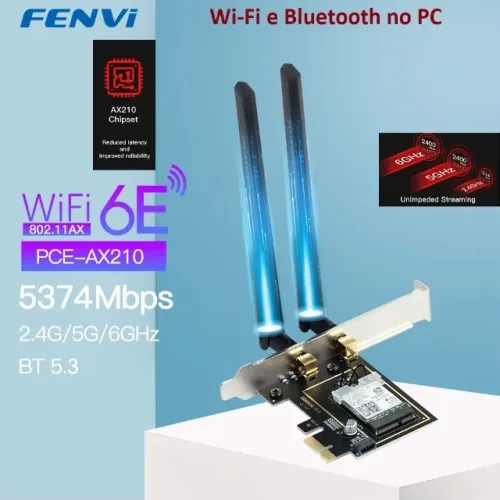 Adaptador PCIe x1: WiFi 6 5374 Mbps + Bluetooth 5.3