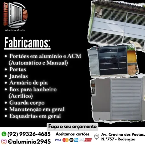 Portões de alumínio e ACM