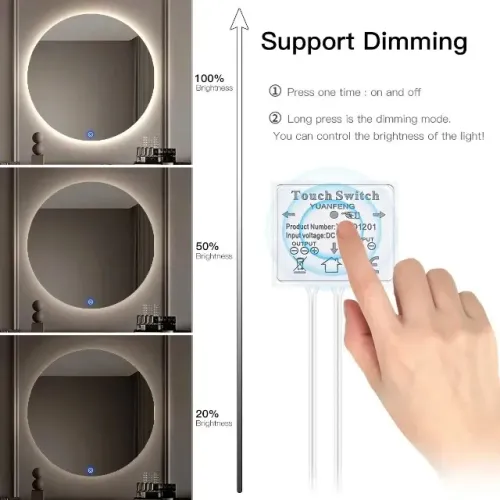 Sensor De Toque Espelho De Banheiro Liga E Delisga E Dimmer Automação Robótica COD-AM591