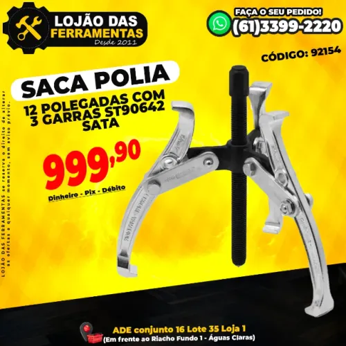 Saca Polia 12 Polegadas Com 3 Garras ST90642 Sata
