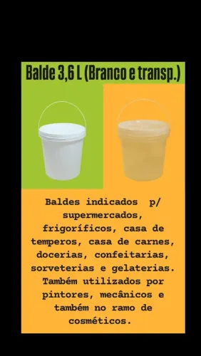Baldes 3,6L Branco e Transparente - Diversas Aplicações