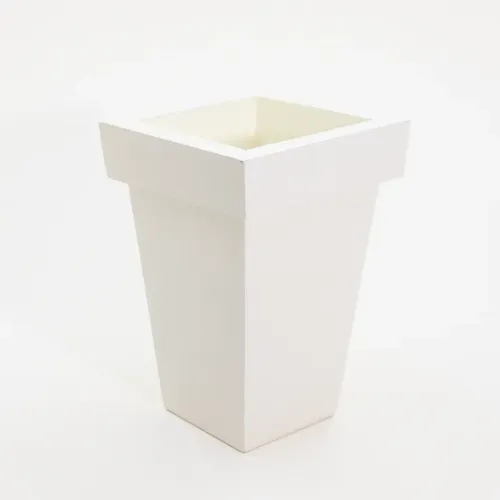 Cachepot Vaso Cônico Decoração 11x11x15 Mdf Branco