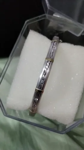 Bracelete prata ouro e pedras brilhantes