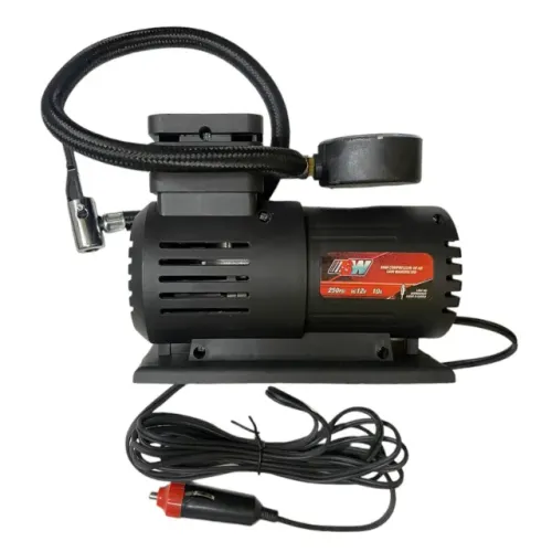 Mini Compressor de Ar Automotivo com Manômetro 12v 250psi 10A Liga no Acendedor do Carro