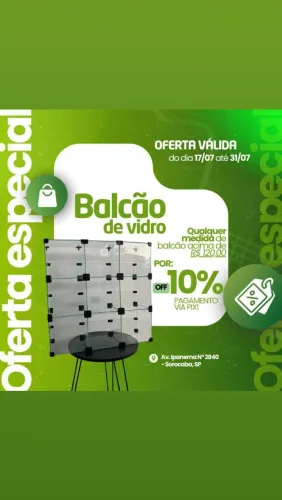 Balcão de Vidro com 10% OFF no PIX!