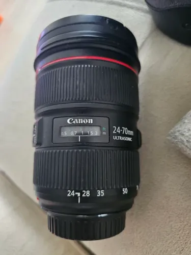 Lente Canon 24-70mm - SEM FUNGOS - acessórios completos 