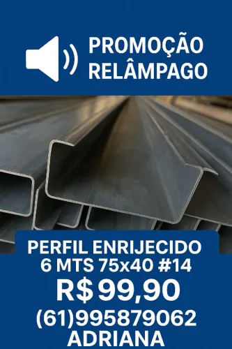 Barato e qualidade no material Perfil 6 mts 75x40 chapa 14 a vista R$99,90 cada