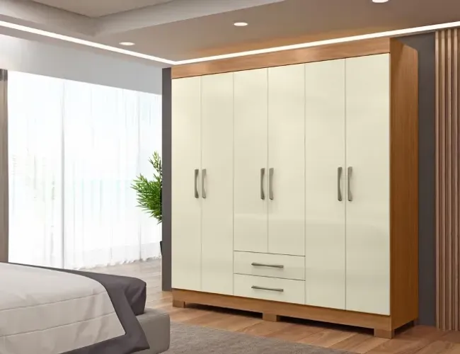 Guarda-Roupa de Casal com 6 Portas e 2 Gavetas Escócia - NOVO 