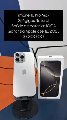  iPhone 16 Pro Max / 256 GB / Natural / Saúde de bateria 100% / Garantia até 12/25 