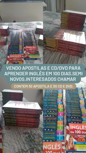 Apostilas e CDs/DVDs Inglês em 100 dias - Semi novos
