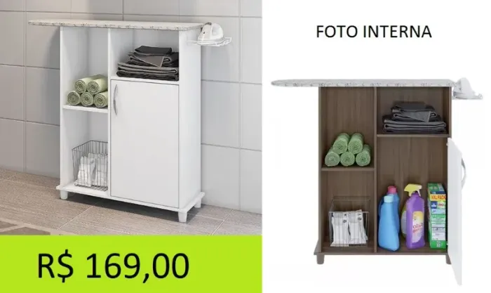 Tábua de passar com gabinete- Amplo espaço e funcionalidade