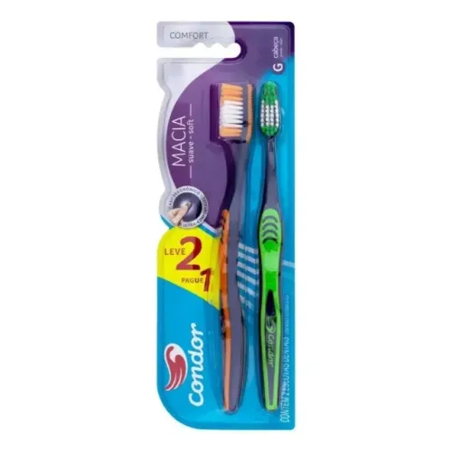 Escova de Dente Condor Comfort Ultra Suave kit com 04 Unidades (02 Pack) Adulto
