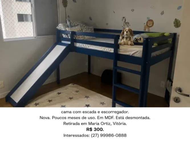 Cama solteiro com escorregador