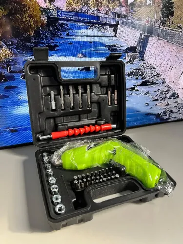 Kit Parafusadeira Elétrica Sem Fio c/ 45 Peças