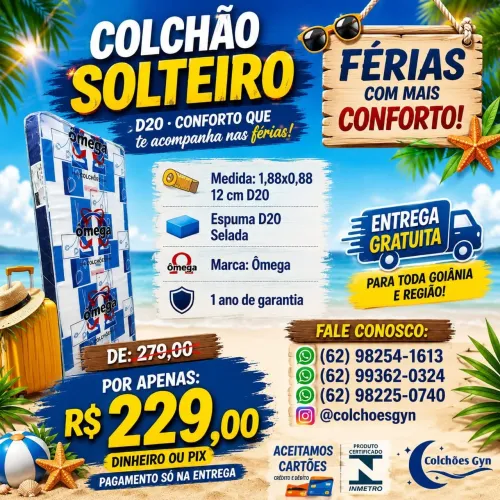 Colchão solteiro D20 entrega gratuita