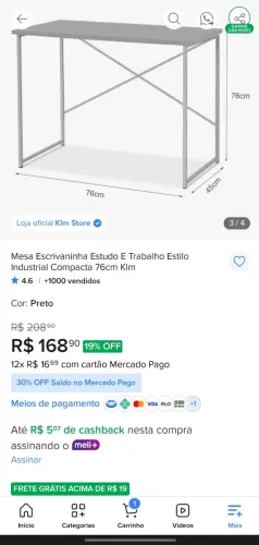 Mesa de Escritório/PC - Estilo Industrial
