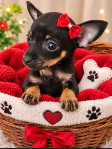 Lindos filhotes de pinscher fêmea e macho em até 12 × no cartão