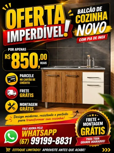 Balcão com pia de inox Balcão de cozinha novo promoção