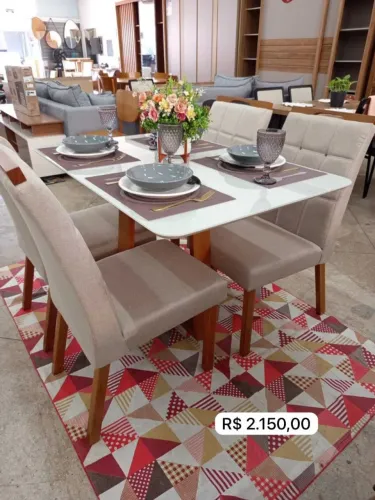 Mesa de jantar com 4 cadeiras perfeita tampo de vidro 