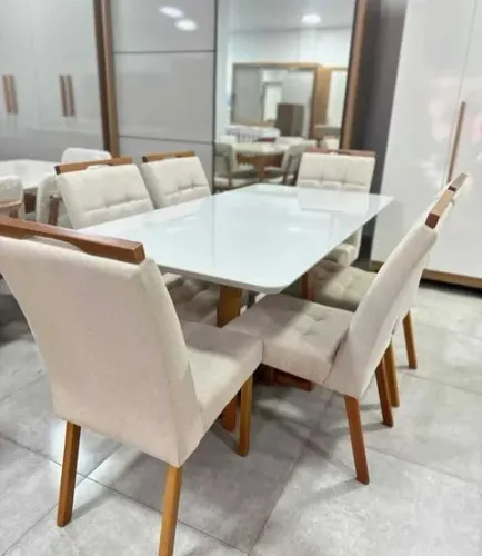 Mesa Jasmim com 6 cadeiras Emilly 