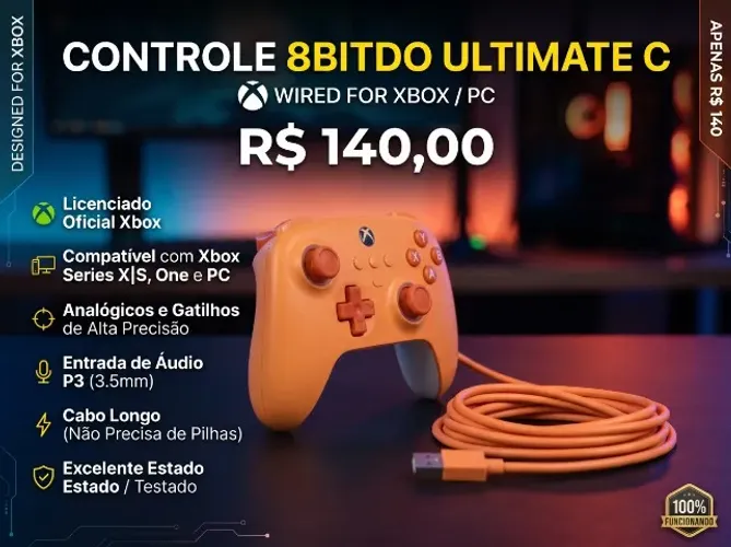 Controle 8BitDo Ultimate C Wired para Xbox Series X|S / PC