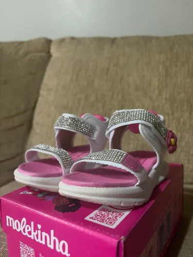 Sandália infantil feminina - Branco e rosa