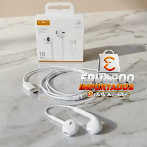 Fones de Ouvido Auricular com fio USB-C TIPO-C para Celular 