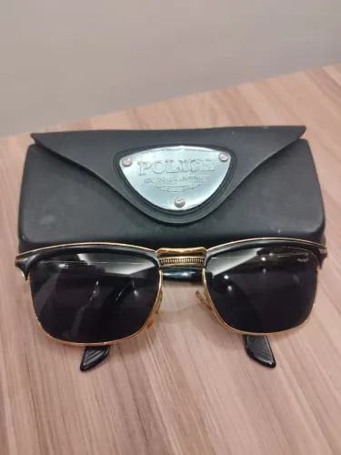 Óculos ray-ban policial original preto Dourado