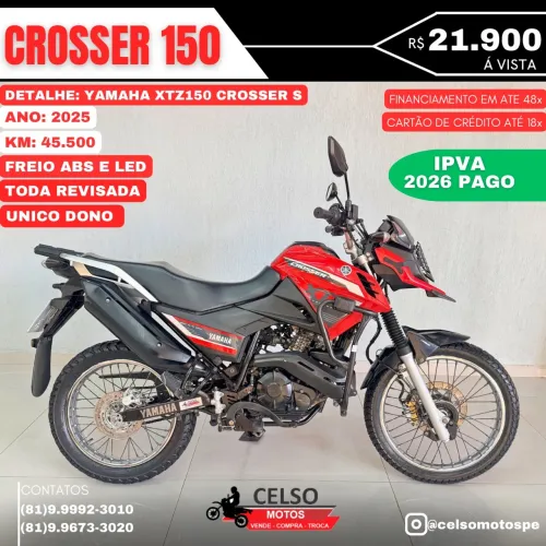 XTZ 150 CROSSER 150 S 2025 c/45.500km IPVA26 PAGO FINANCIO 48x ACEITO SUA MOTO