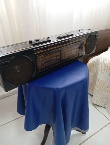 Rádio Gravador Crown P-600 Vintage Estéreo Duplo Cassete Colecionável - 55 cm