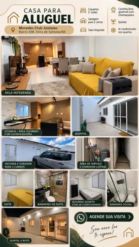 Casa 2/4 com suíte, área gourmet e 2 vagas - Moradas Club Azaleias