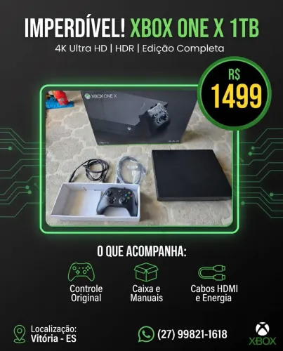 Xbox One X 4k 1TB com caixa original