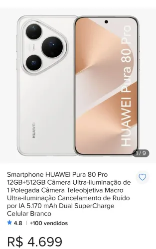 Huawei Pura?80?Pro 512GB 12GB Branco