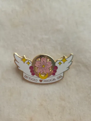 Enamel pin tattooed magical girl nattycatpins