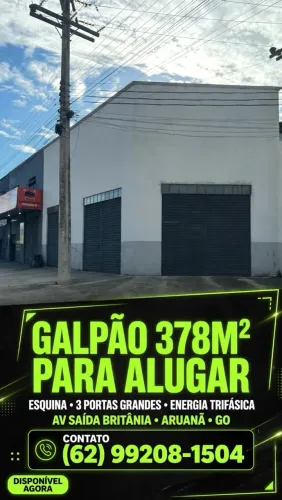 GALPÃO 370m² - AVENIDA PRINCIPAL - SAÍDA PARA BRITÂNIA - ARUANÃ GO