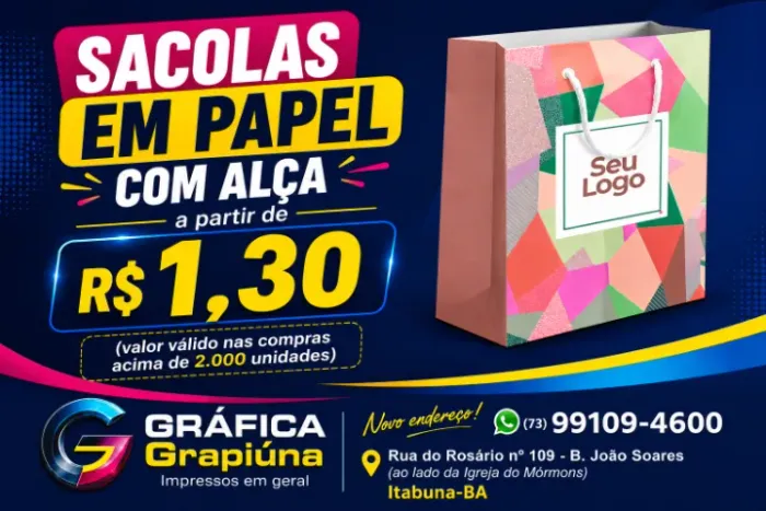 SACOLA EM PAPEL PERSONALIZADA