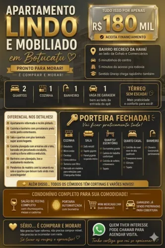 LINDO APARTAMENTO MOBILIADO EM BOTUCATU 