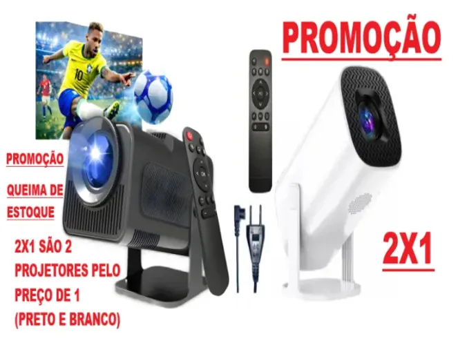 2 projetores streaming com acesso a internet, alta qualidade e luminosidade